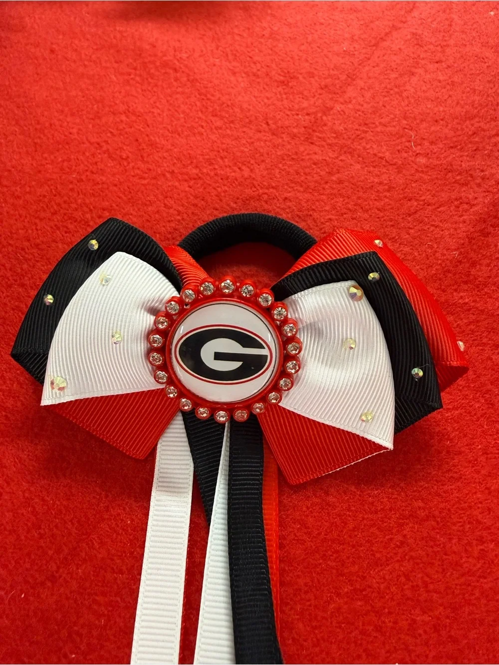 Georgia Red Black White Bow Hair Tie